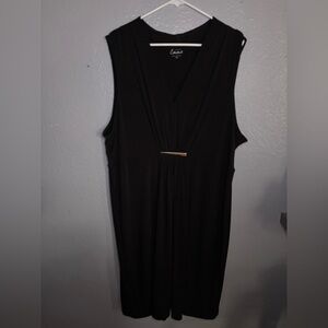 Simply Emma black sleeveless dress. SZ 3X. Cocktail Poly/spandex gather waist